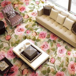 3d Pink Rose Epoxy Flooring